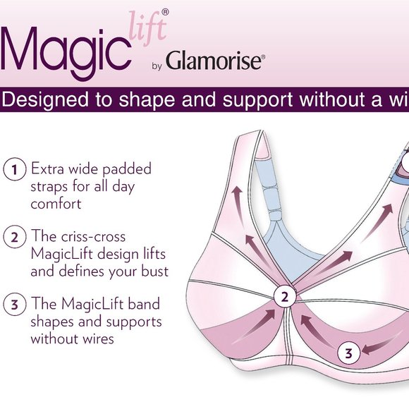Set of 3! 40C Glamorise MAGIC LIFT Full Figure Bra (COMFORT-STRAPS) Blue-Ice - Picture 9 of 15